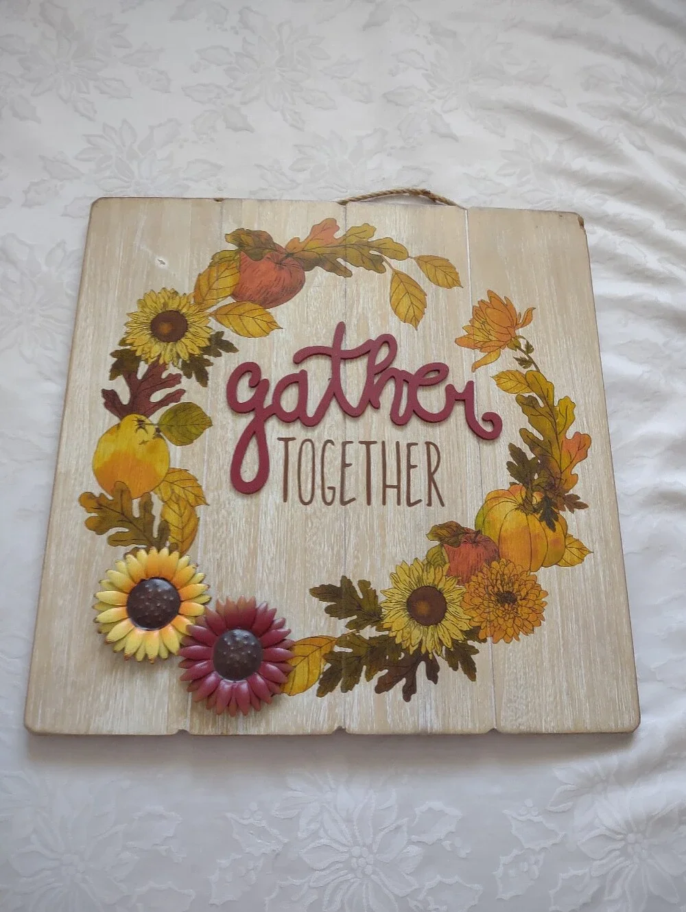 Boho Wall Decor Metal Flower Application Wooden Boards